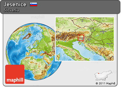 Physical Location Map of Jesenice, within the entire country