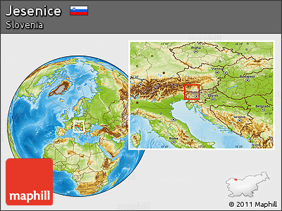 Physical Location Map of Jesenice, within the entire country