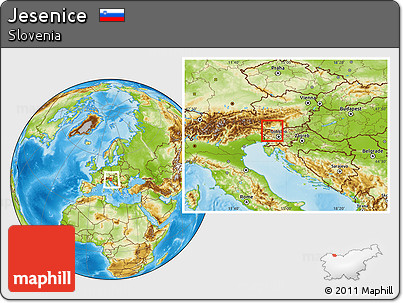 Physical Location Map of Jesenice, within the entire country
