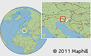 Savanna Style Location Map of Jesenice, highlighted country, within the entire country