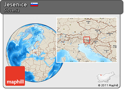 Shaded Relief Location Map of Jesenice