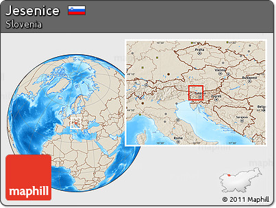 Shaded Relief Location Map of Jesenice