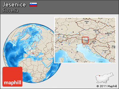 Shaded Relief Location Map of Jesenice