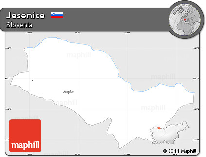 Silver Style Simple Map of Jesenice, single color outside