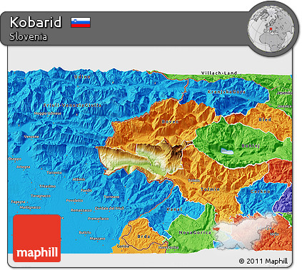 Physical 3D Map of Kobarid, political outside