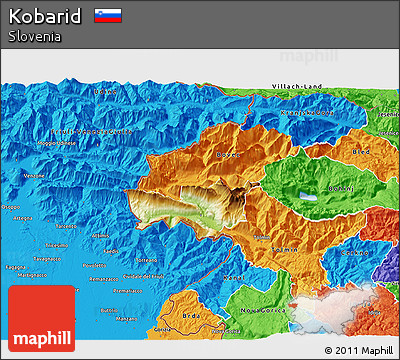 Physical 3D Map of Kobarid, political outside