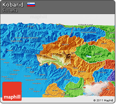Physical 3D Map of Kobarid, political outside