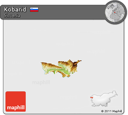 Physical 3D Map of Kobarid, single color outside
