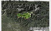 Satellite 3D Map of Kobarid, darken, semi-desaturated