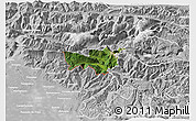 Satellite 3D Map of Kobarid, lighten, desaturated
