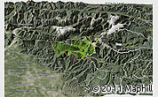 Satellite 3D Map of Kobarid, semi-desaturated
