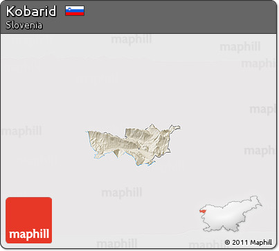 Shaded Relief 3D Map of Kobarid, single color outside