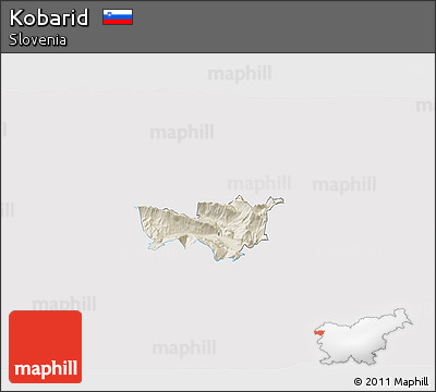 Shaded Relief 3D Map of Kobarid, single color outside