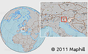 Gray Location Map of Kobarid, highlighted country, hill shading