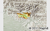 Physical Map of Kobarid, lighten, semi-desaturated