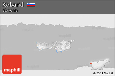 Gray Panoramic Map of Kobarid, single color outside