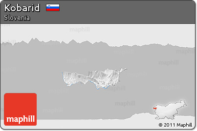 Gray Panoramic Map of Kobarid, single color outside