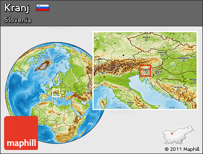 Physical Location Map of Kranj