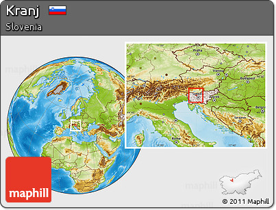 Physical Location Map of Kranj, highlighted country