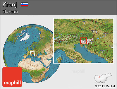 Satellite Location Map of Kranj, highlighted country