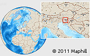Shaded Relief Location Map of Kranj, highlighted country