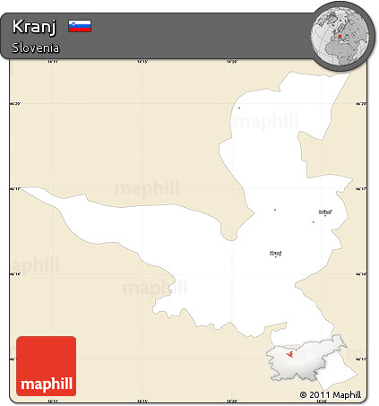 Classic Style Simple Map of Kranj, single color outside