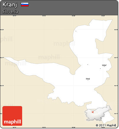 Classic Style Simple Map of Kranj, single color outside
