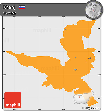 Political Simple Map of Kranj, single color outside