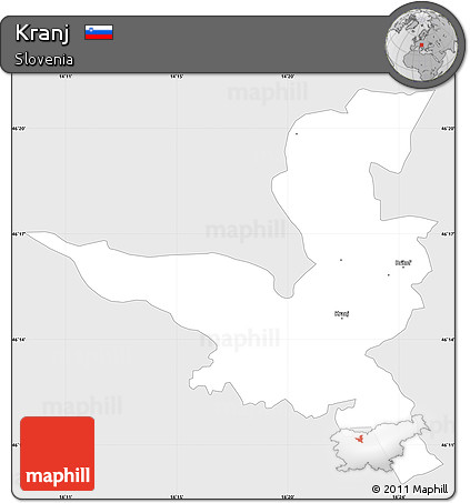 Silver Style Simple Map of Kranj, single color outside