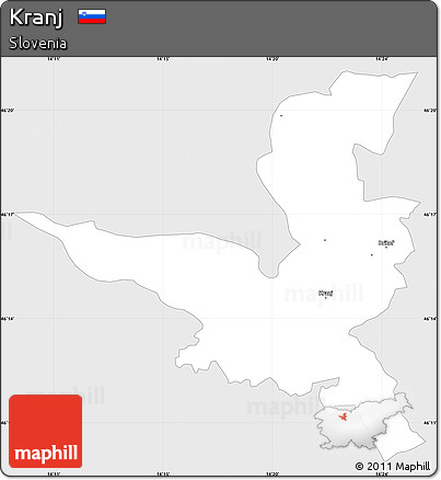 Silver Style Simple Map of Kranj, single color outside