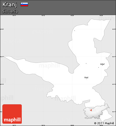 Silver Style Simple Map of Kranj, single color outside