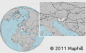 Blank Location Map of Slovenia, gray outside, hill shading outside