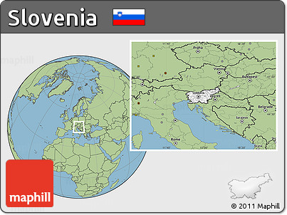 Blank Location Map of Slovenia, savanna style outside