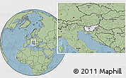Blank Location Map of Slovenia, savanna style outside, hill shading outside