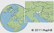 Blank Location Map of Slovenia, savanna style outside