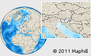 Blank Location Map of Slovenia, shaded relief outside