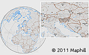 Gray Location Map of Slovenia, lighten, desaturated, hill shading