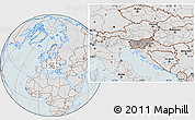 Gray Location Map of Slovenia, lighten, hill shading