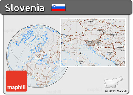 Gray Location Map of Slovenia, lighten, semi-desaturated