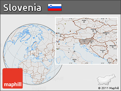 Gray Location Map of Slovenia, lighten, semi-desaturated
