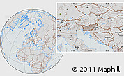 Gray Location Map of Slovenia, lighten, semi-desaturated, hill shading