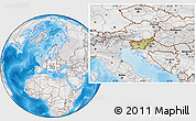 Physical Location Map of Slovenia, lighten, desaturated, land only