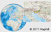 Physical Location Map of Slovenia, lighten, semi-desaturated, land only