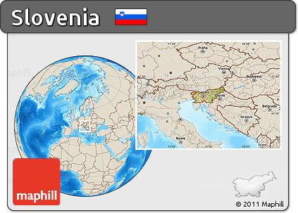Physical Location Map of Slovenia, shaded relief outside