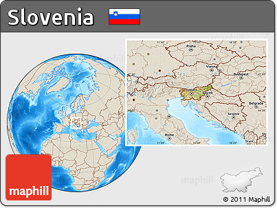 Physical Location Map of Slovenia, shaded relief outside