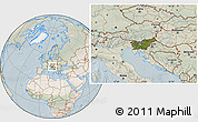 Satellite Location Map of Slovenia, lighten