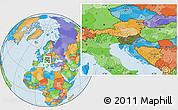 Satellite Location Map of Slovenia, political outside