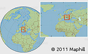 Savanna Style Location Map of Slovenia, within the entire continent