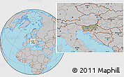 Savanna Style Location Map of Slovenia, gray outside, hill shading inside