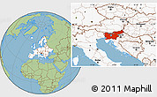 Savanna Style Location Map of Slovenia, highlighted continent